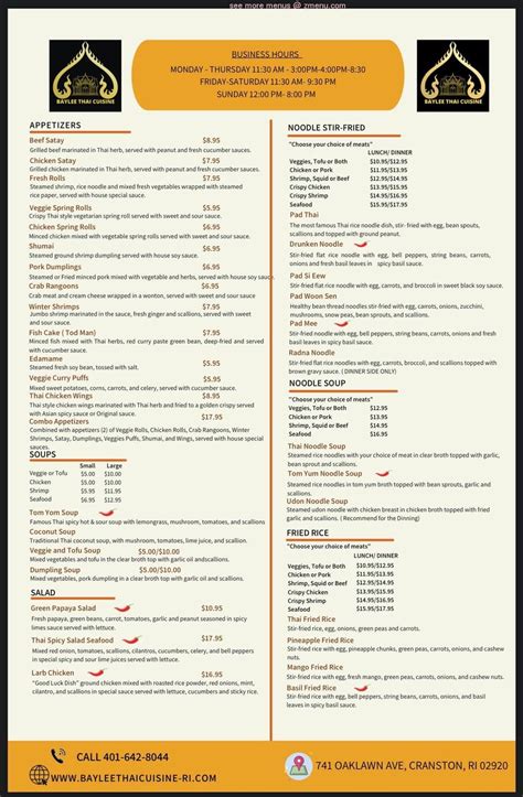 baylee thai|baylee thai menu.